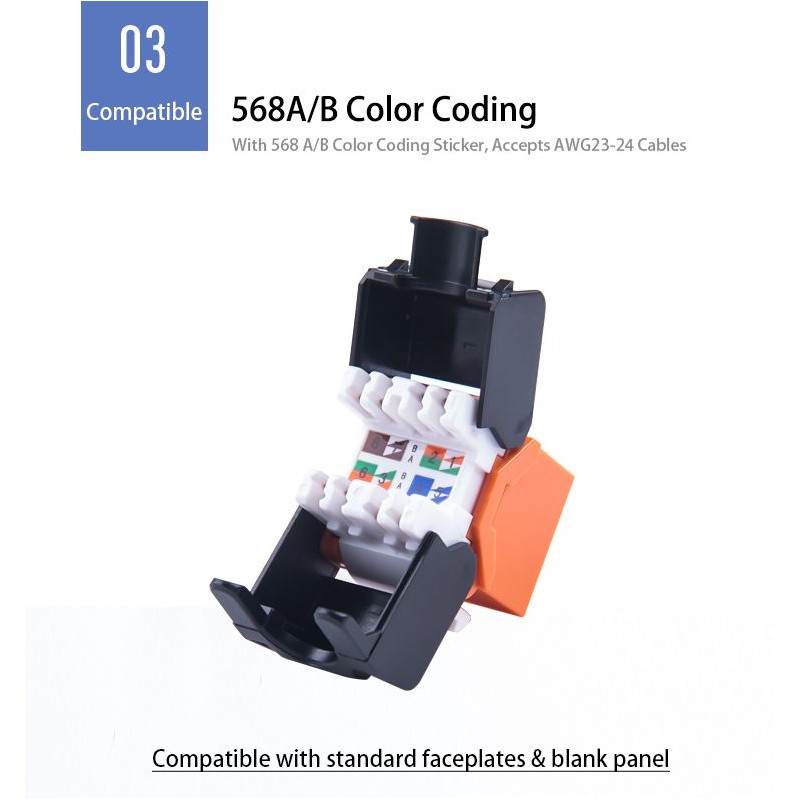 Keystone Jack RJ45 honkontakt plast, återanvändbar, flera färger