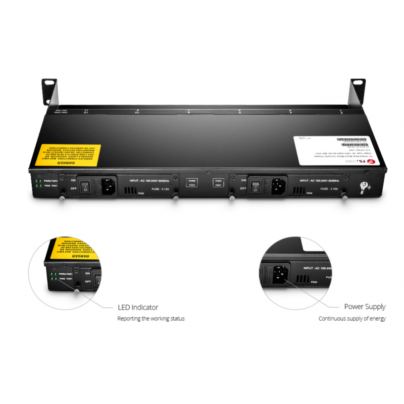 Skåp, box för media omvandlare, plats för 12 Media Converter, Rackmonterings