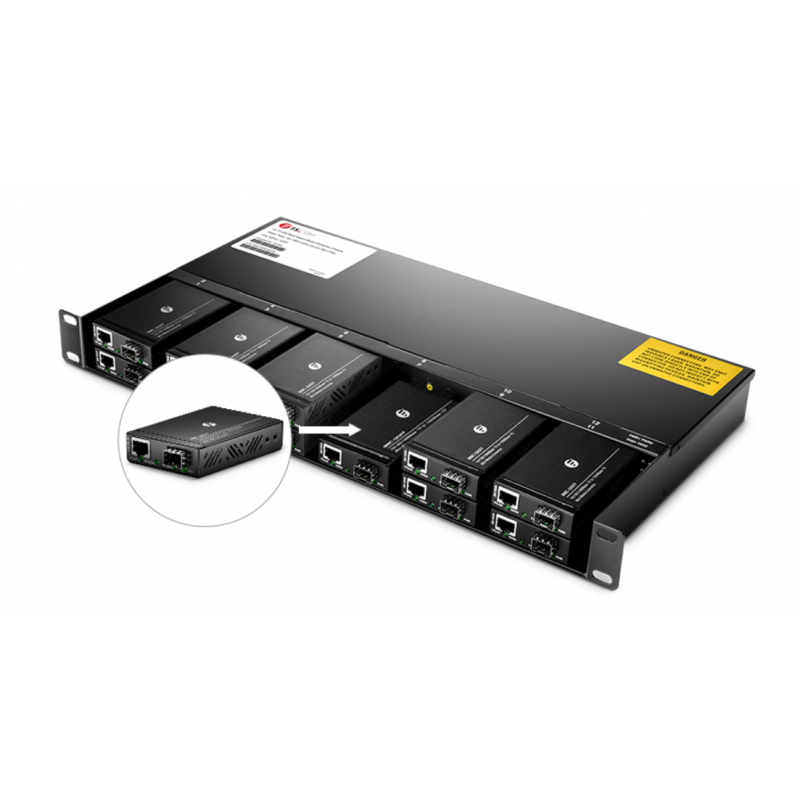 Skåp, box för media omvandlare, plats för 12 Media Converter, Rackmonterings