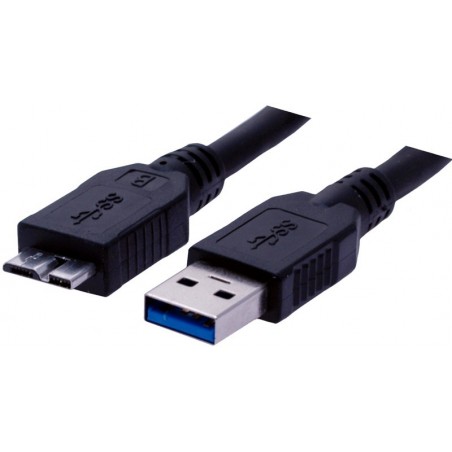 USB 3.0-kabel, A hane – micro USB3.0 hane, AWG28, svart, 0,6 m