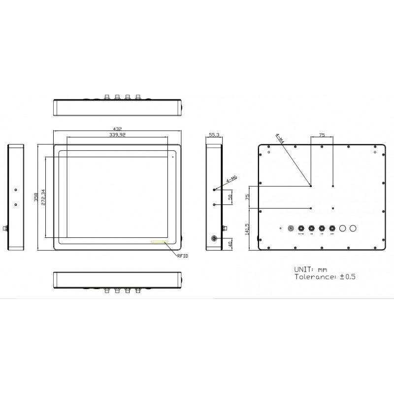 Industriell 17-tums paneldator i rostfritt stål – Core i, M.2-expansion, IP66/IP69K