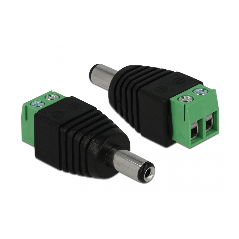 DC connector male 5.5/2.1mm to screw terminal block
