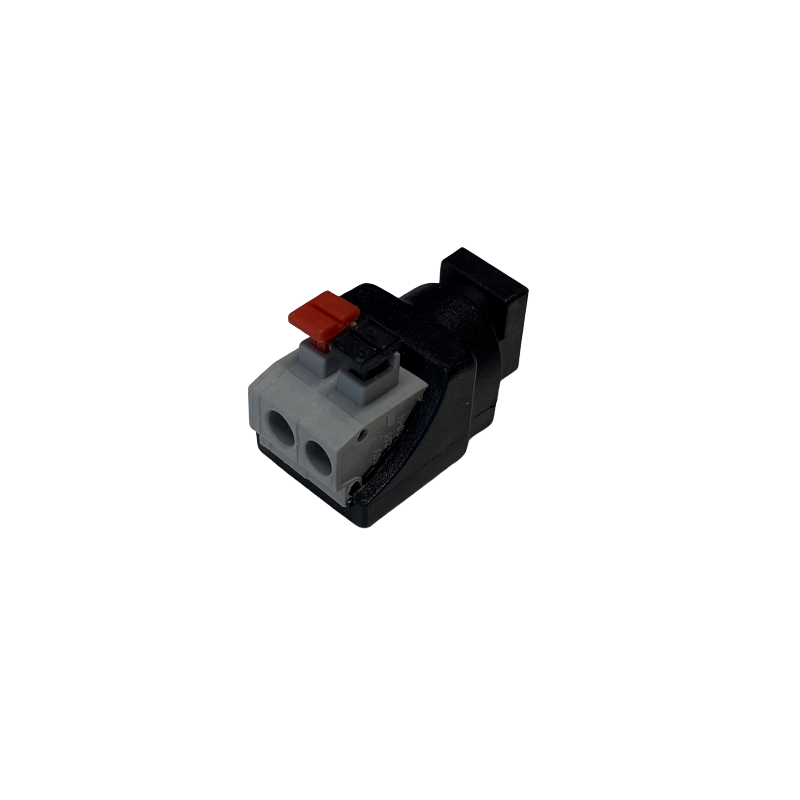 DC connector female 5.5/2.1mm terminal block with push-down clamp