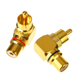 RCA adapter (90 degrees), Male to female connector, gold-plated
