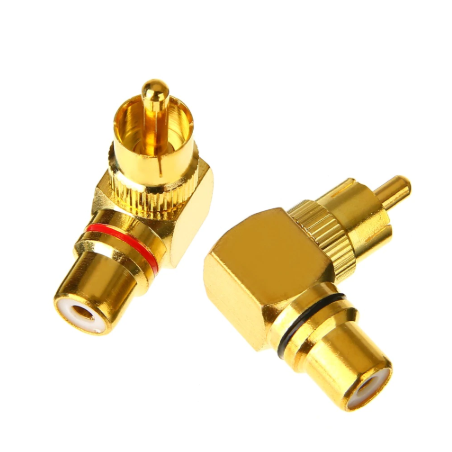 RCA adapter (90 grader), jane för honkontakt, guldpläterad