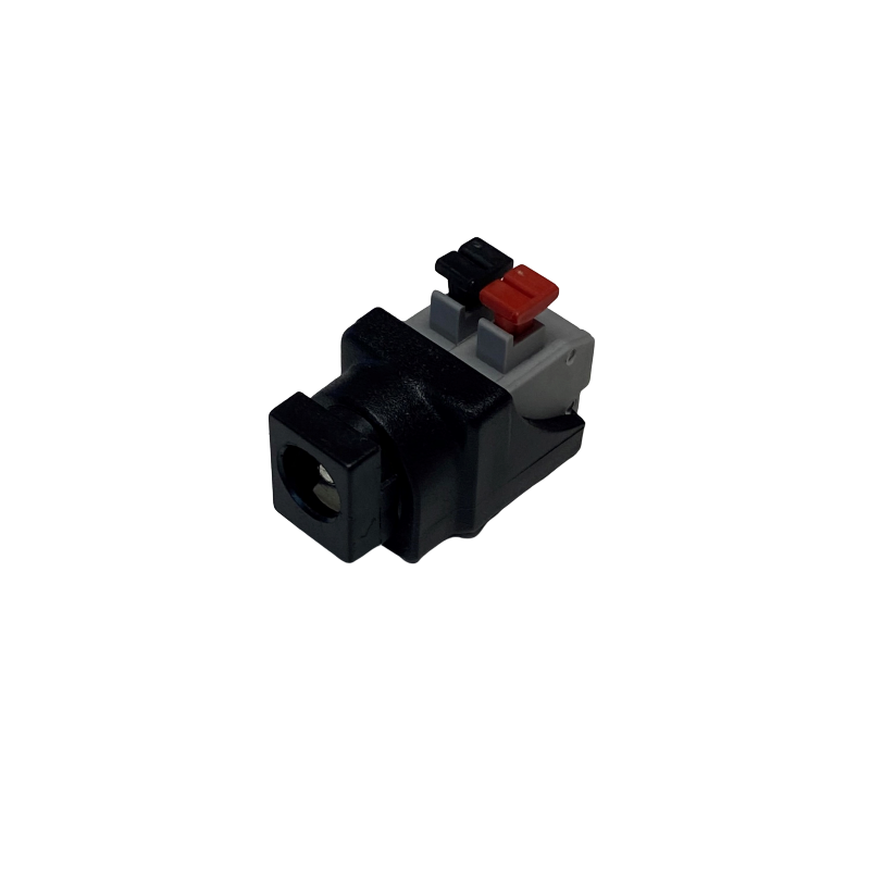 DC connector female 5.5/2.5mm terminal block with push-down clamp