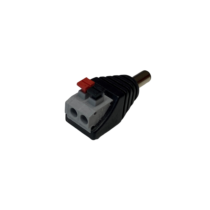 DC connector male 5.5/2.1mm terminal block with push-down clamp