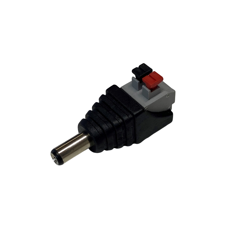 DC connector male 5.5/2.1mm terminal block with push-down clamp