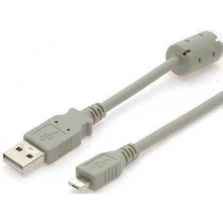 USB2-kabel, A hane – USB micro A hane med ferritkärna, 2 m - fyrkantig kontakt