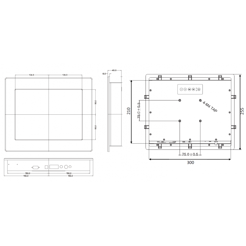 12,1 "skärm - Hög nits - 1000 Nits - touch - VGA, HDMI, USB, Displayport