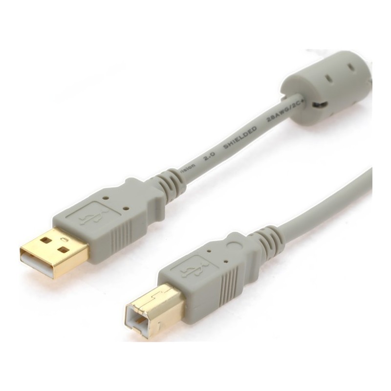 USB2 cable, A male - B male with ferrite core, 5m