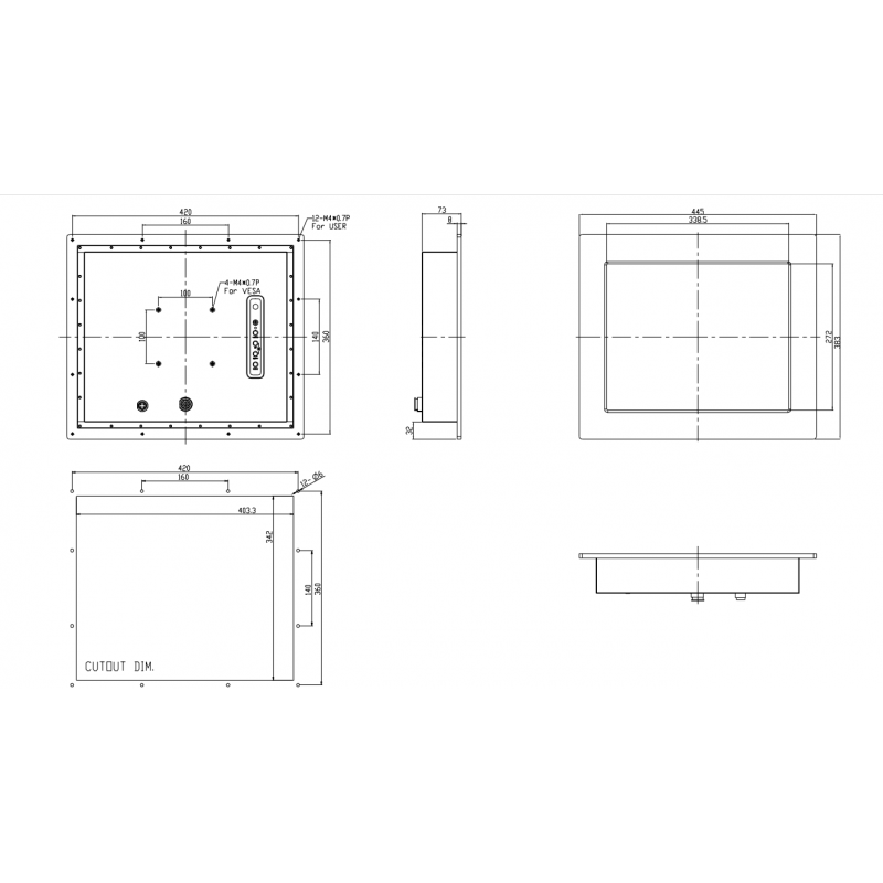 17 "vattentät skärm för panelmontering
