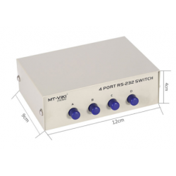 4-port manual serial switch RS232/485 to DB9 male connector. For simple test use