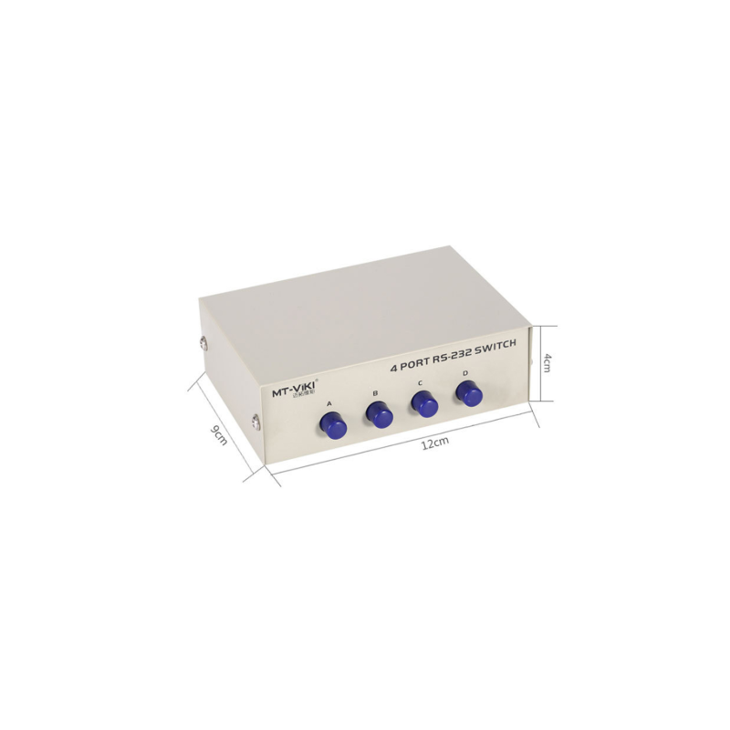 4-port manual serial switch RS232/485 to DB9 male connector. For simple test use