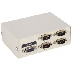 4-port manual serial switch RS232/485 to DB9 male connector. For simple test use