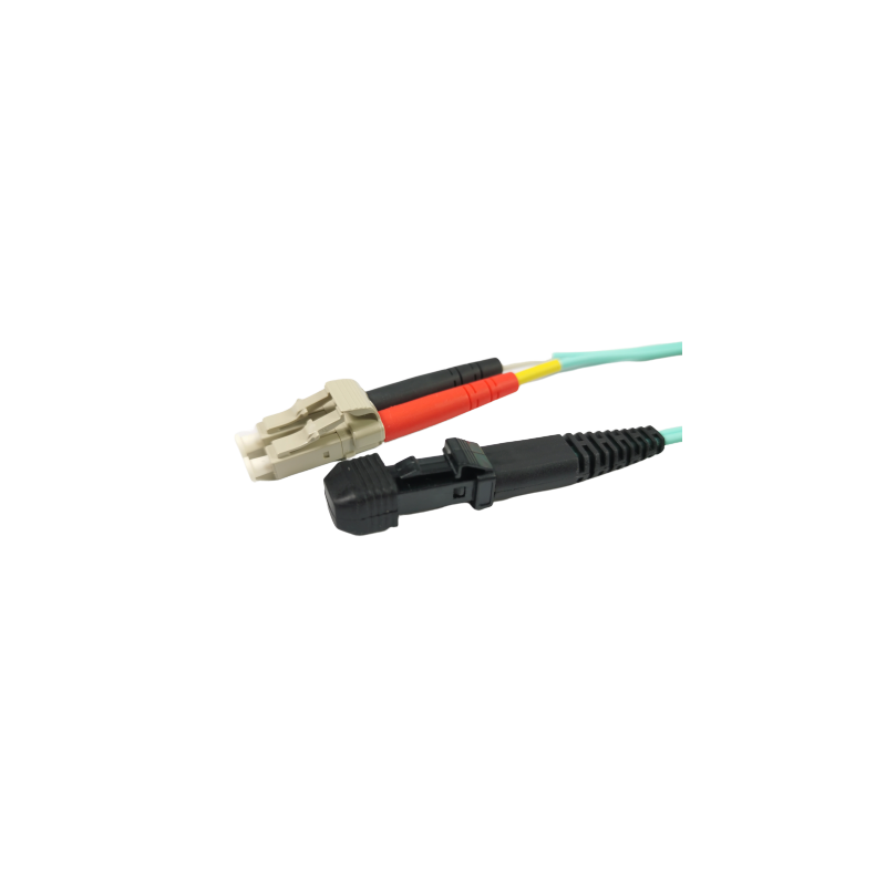 MTRJ Fiber cable, Multi mode, MTRJ HUN - LC, 10m, 50/125my, OM3, Aqua,, LSZH, Duplex