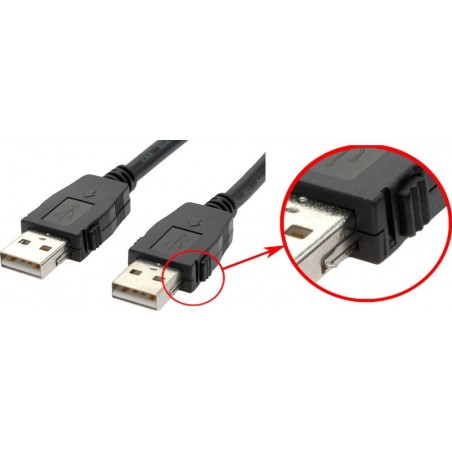 USB-kabel med mekaniskt lås. USB A hane – En hane, 2 meter