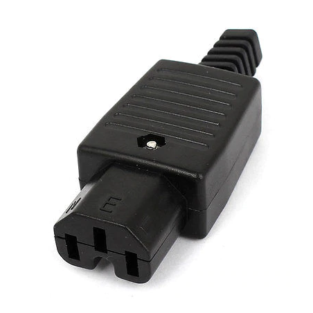 IEC C15 strömkontakt hona med mark för sladd Apparatintag 3pin, svart, AC 250V 10A