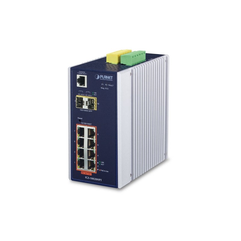 8 port Gigabit managed switch. PoE+ and 2 fiber ports for 100/1000/2500Mbit SFP fiber module