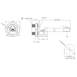 Vattentät RJ45 chassikontakt, 21 mm gänga - för utomhusbruk