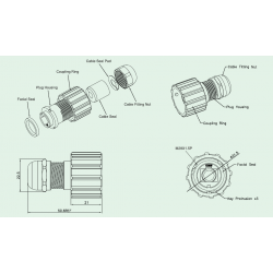 RJ45 vattentätt hölje för nätverkskabel med RJ45, med bajonett