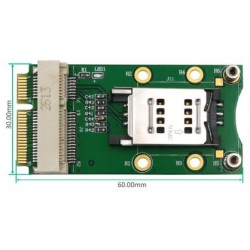 Mini PCI-E Adapter with SIM card slot for 3G / 4G, LTE WWAN, GPS cards, Mini PCI-e Adapter