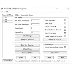 USB-4COM Plus ISO, RS232 via USB, RS422 via USB, RS485 via USB, Serial via USB