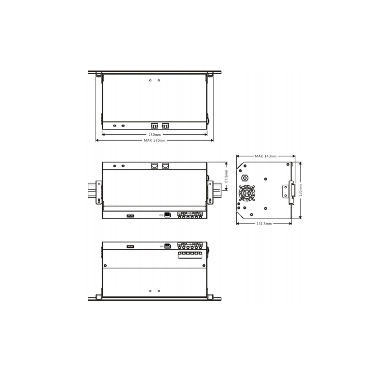 500VA / 300W UPS för DIN-skena, inkl. 1 del. 12V batteri, line-interaktiv