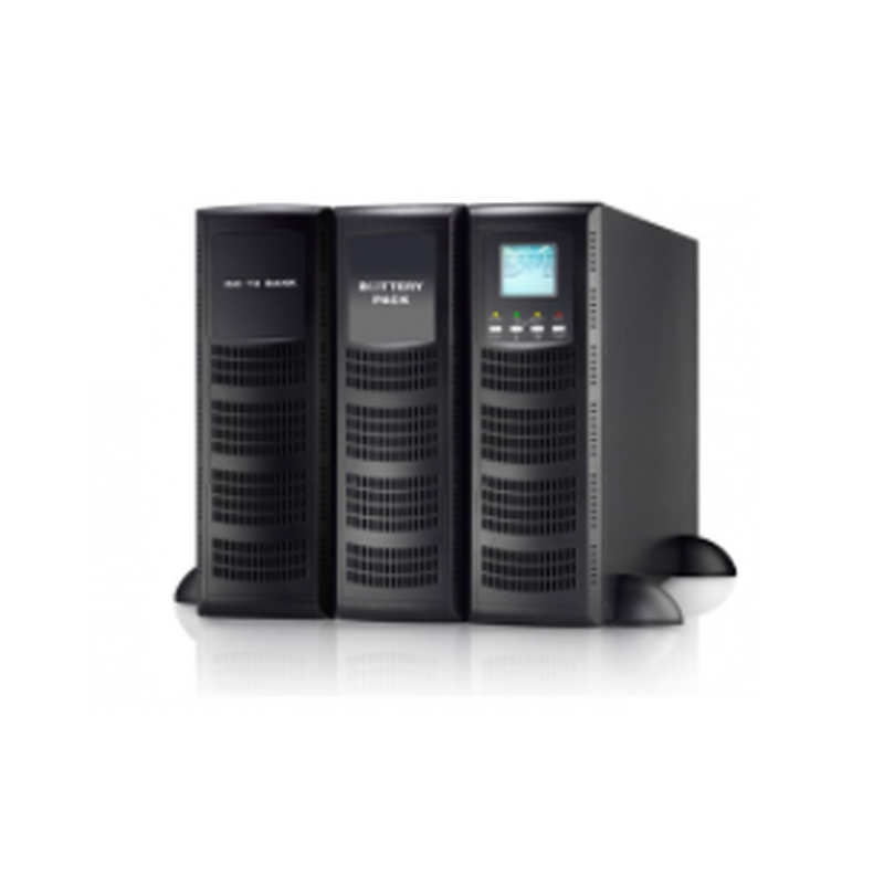 6kVA / 5,4kW Professional UPS med add-on batterilådor. On-line och verkliga sinus. Rack / Tower