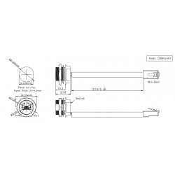 Vattentät RJ45 chassikontakt, 21 mm gänga - för utomhusbruk