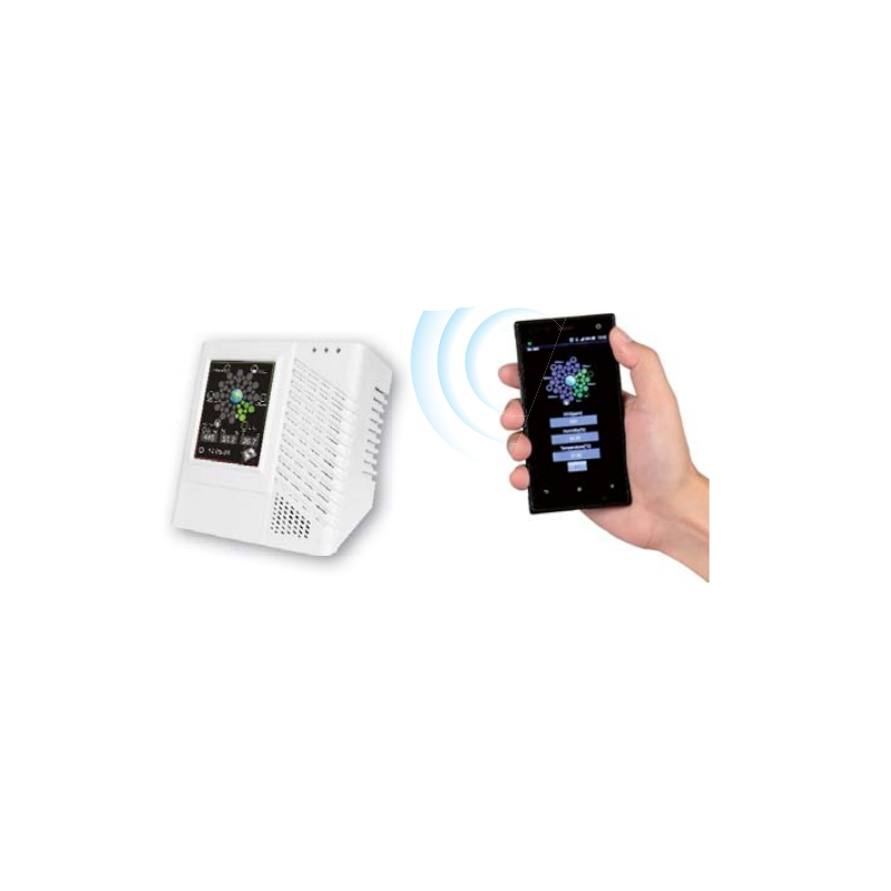 Miljöövervakning station till lokaler för mätning av CO CO2, temperatur, fuktighet. APP