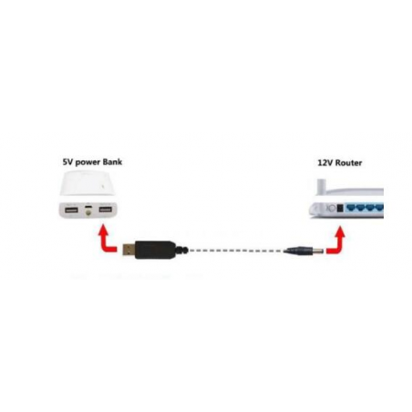 DC-DC-omvandlare USB steg upp från 5V USB till 12V/0,7A, 5,5x2,1mm