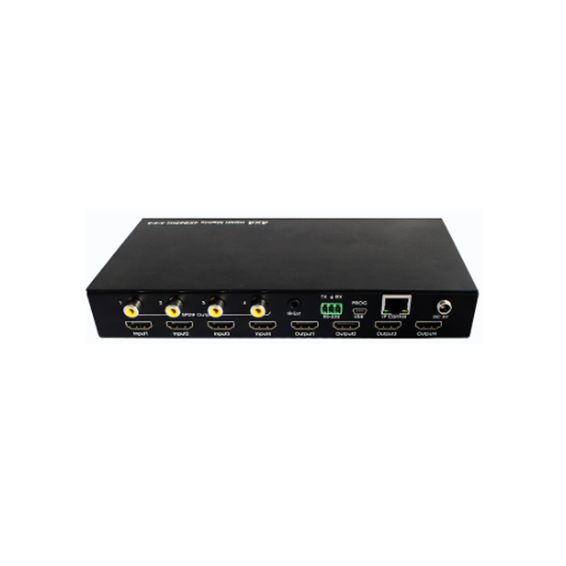 Video Matrix switcher 4x4 hdmi2.0 matris, 4k @ 60Hz. SPDIF-ljudutgångar. 4 x HDMI-ingångar, 4 x HDMI-utgångar omkopplare