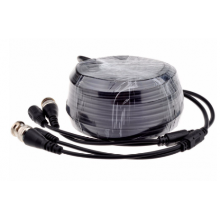 RG59-kabel med strömkabel, BNC-skärmad hane-hane, 75 ohm, power-jack hane/hona