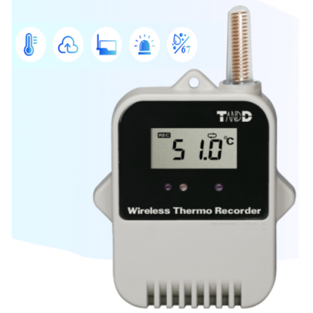 1 kanal temperatur logger -40 - +80°C, till trådlösa datainsamlare upp till 150 m. Bluetooth Batteridrift