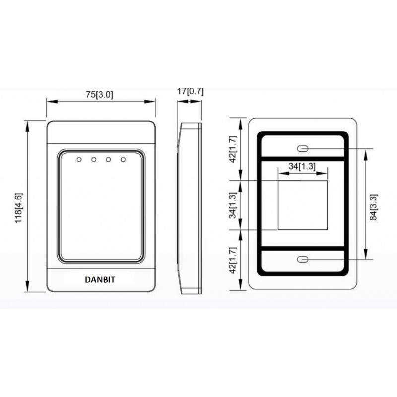 Waterproof Dual Band RFID reads 125kHz, 13.56MHz, NFC, EM400X, MIFARE. 10 characters decimal ascii. HID