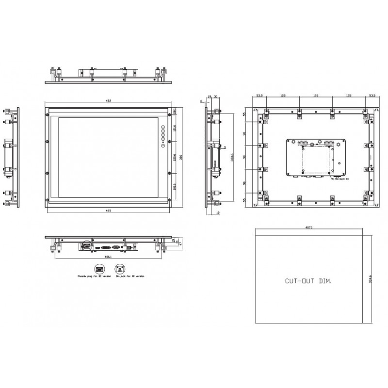 19 "tum - Övervaka - skärm - Touch - HDMI - VGA - USB - RS232