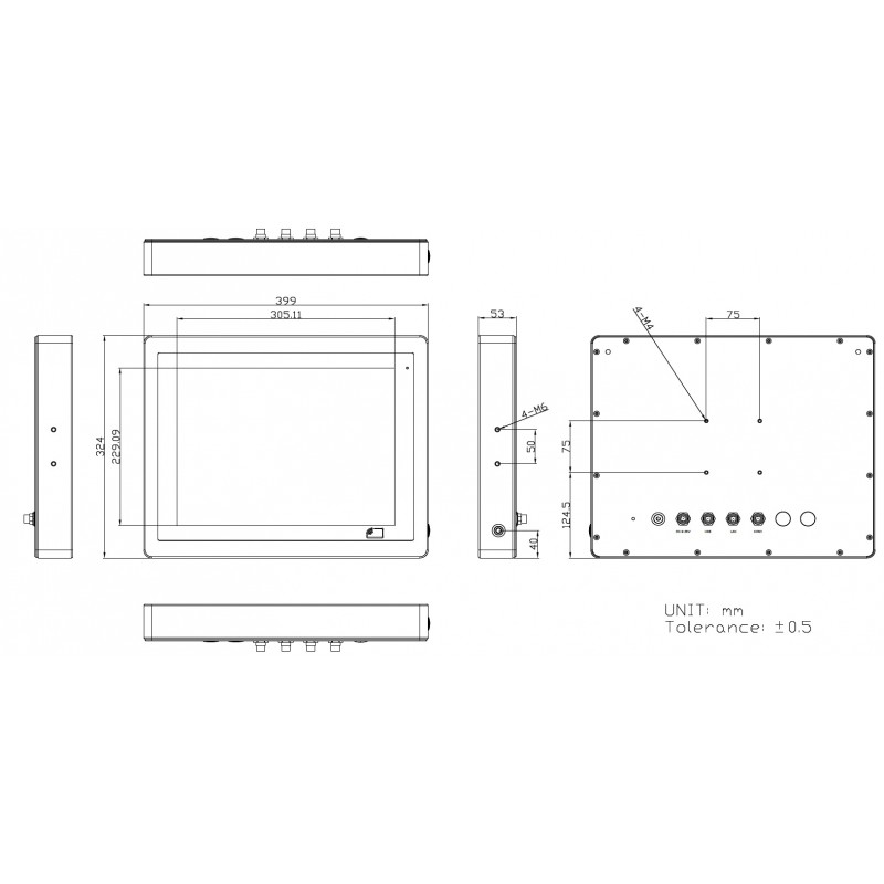 Industri 15 "17" 19 "Panel PC i3 ​​/ i5 vatten- och dammtålig, pcap touch, 1000Nits Höga nits, Medico panel PC / 19