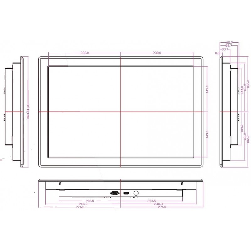 22" industriell panelmonitor med touch och dimbar bakgrundsbelysning