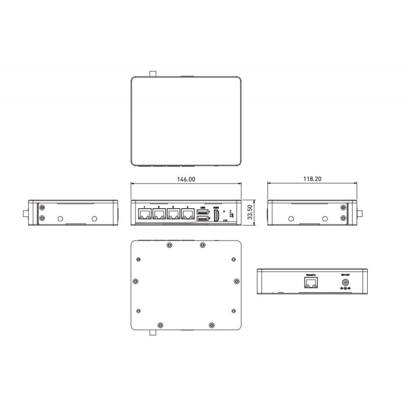 Industrial Fläktlös inbäddade mini PC till nätverket installation brandvägg