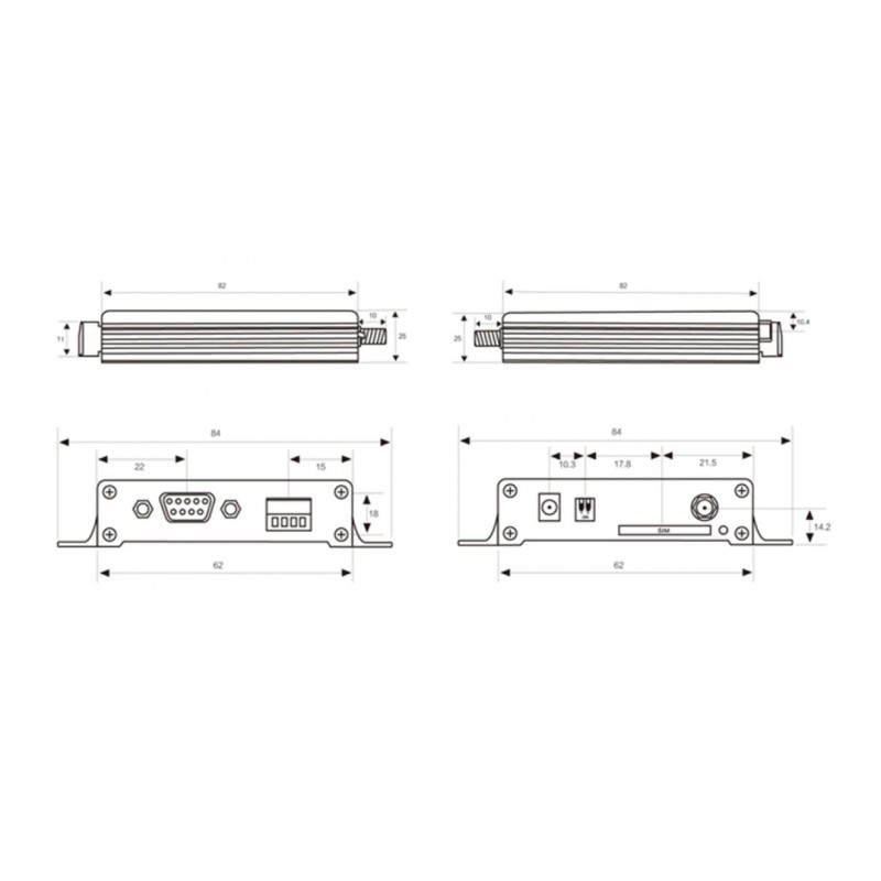 4G LTE RS232 RS485 seriellt modem