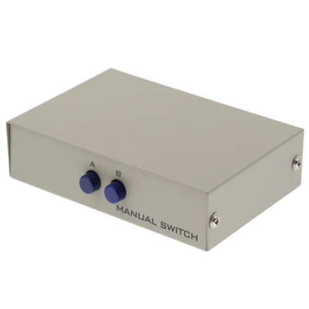 A B manuell seriell switch, alla 9, mekaniskt med tryckknappar. 2 x db9 han, 1 x db9 hon