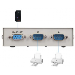 A B Manual Serial Switch, all 9, mechanically with push buttons. 2 x db9 male, 1 x db9 female