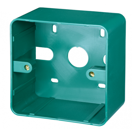 Plasthus för utgångsknappar, 85 x 85 x 48 mm. Bakstycke för utgångsknapp