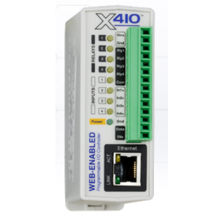 Webben aktiverad programmerbar styrenhet med logg, 4 x digital in, 4 x relä, 1-tråd buss