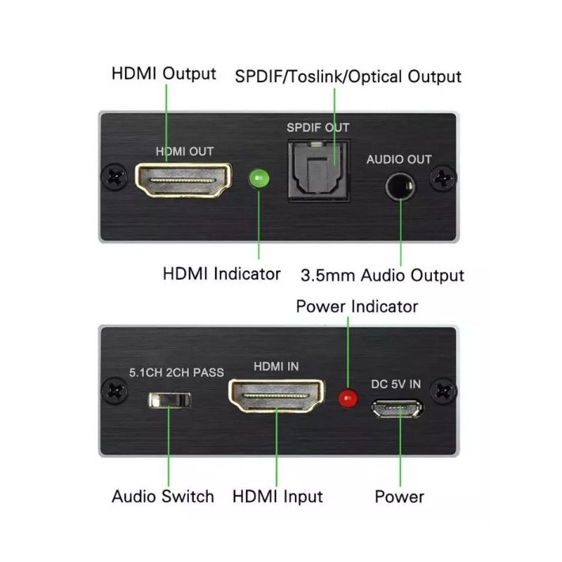 HDMI-ljuddelare [Audio Extractor] - HDMI-ingång ⇒ HDMI-loop ut