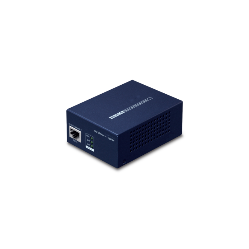 Gigabit PoE++ splitter (60W) för PoE-data och 12VDC/5A eller 19VDC/3.2A eller 24VDC/2.5A ut