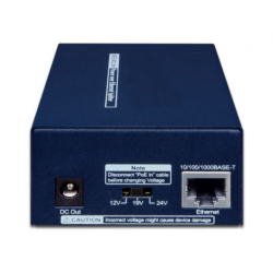 Gigabit PoE++ splitter (60W) för PoE-data och 12VDC/5A eller 19VDC/3.2A eller 24VDC/2.5A ut