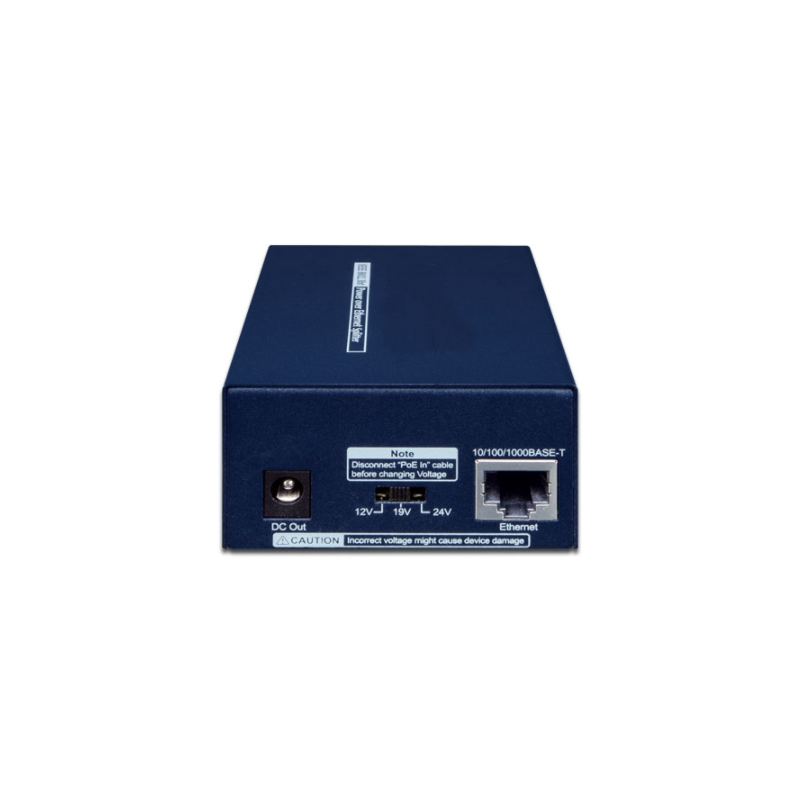 Gigabit PoE++ splitter (60W) för PoE-data och 12VDC/5A eller 19VDC/3.2A eller 24VDC/2.5A ut