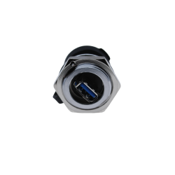 Waterproof USB 3.0 female connector with flange to the chassis, IP68 closely with hood, USB female / female